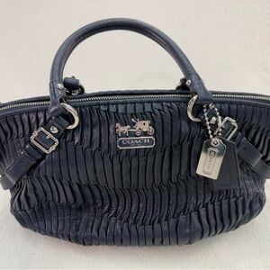 Coach Madison Gathered Leather Sophia Satchel Navy Blue 15942